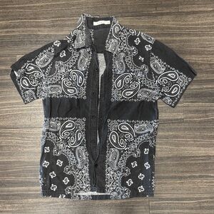MNML Black Bandana Print Button-Down Shirt